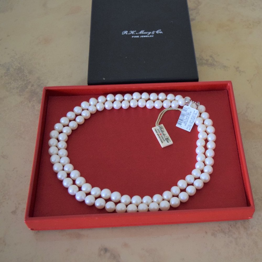 Macy's Double Strand White Pearl Necklace